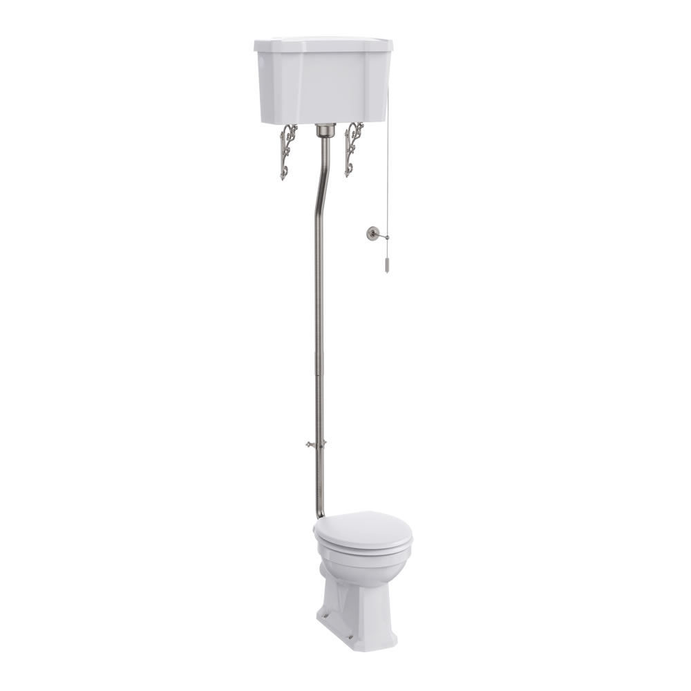 Standard high level WC with dual flush ceramic cistern brushed nickel
 - Copy